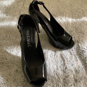 Wet Seal Black Patent Leather Heels, Size 6.5